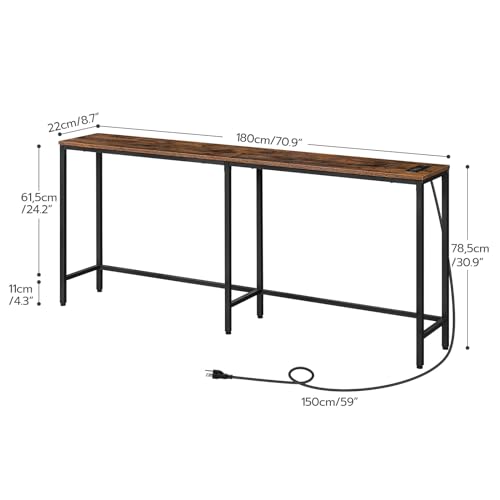 70.9 Console Table with Power Outlets and USB Ports for Living Room