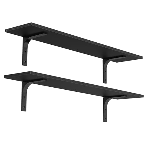 Floating Wall Shelves Set of 2 for Home Decor, Black