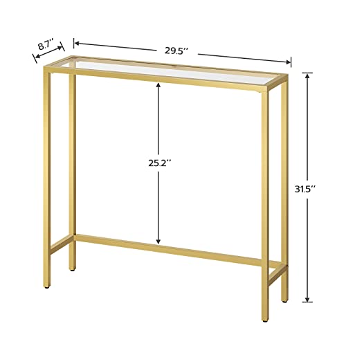 Narrow Modern Gold Console Table for Entryway, Living Room, Bedroom
