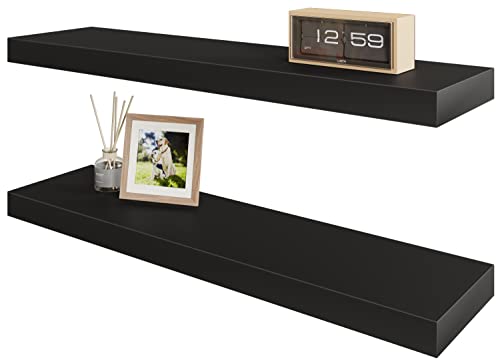 Black Wall-Mounted Floating Shelf Set for Bathroom, Kitchen, and Bedroom