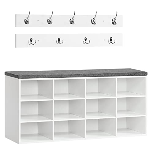Shoe Storage Bench with Cushion and Coat Rack for Entryway and Bedroom