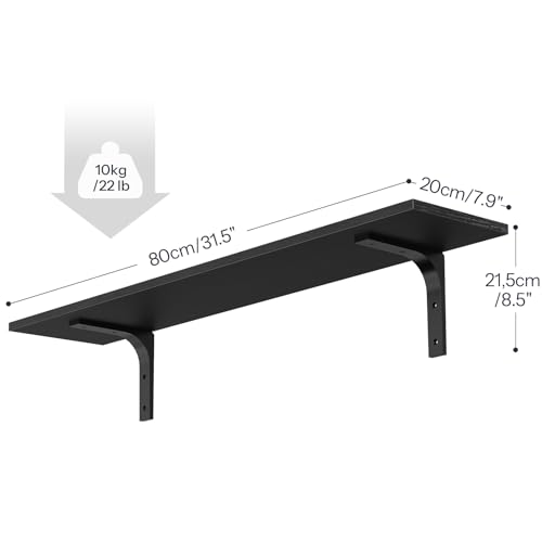 Floating Wall Shelves Set of 2 for Home Decor, Black