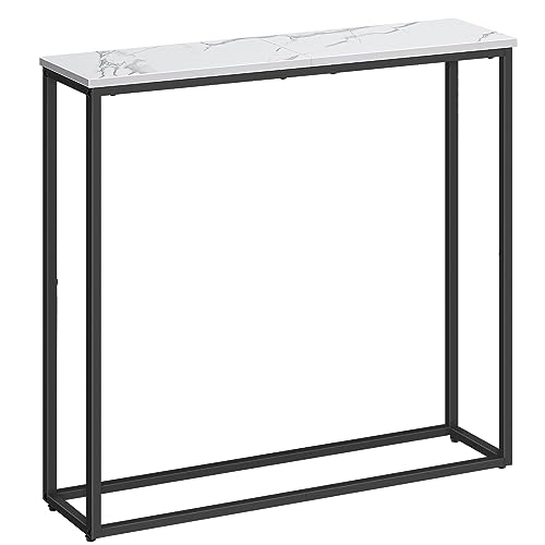 Marble and Black Narrow Console Table for Small Spaces