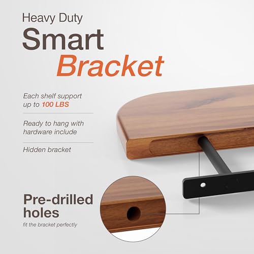 17 Rustic Farmhouse Wooden Wall Shelf for Bedroom and Kitchen - Mounting Hardware Included