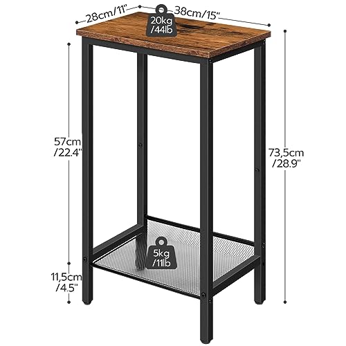 Industrial Tall Side Table with Adjustable Shelves for Office and Living Room