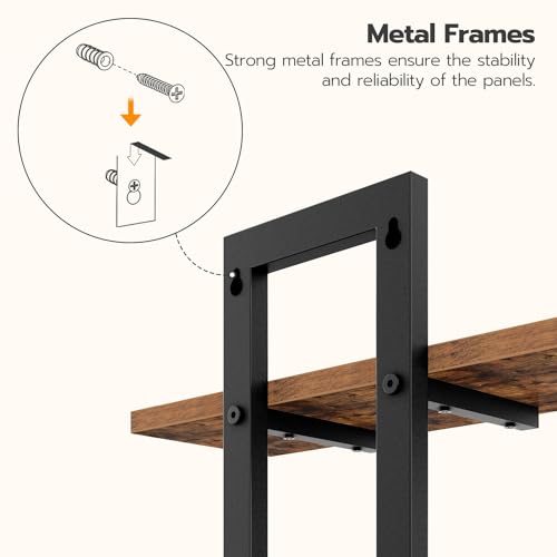 Rustic Brown & Black Floating Shelves Set (2) for Bathroom, Kitchen, Bedroom