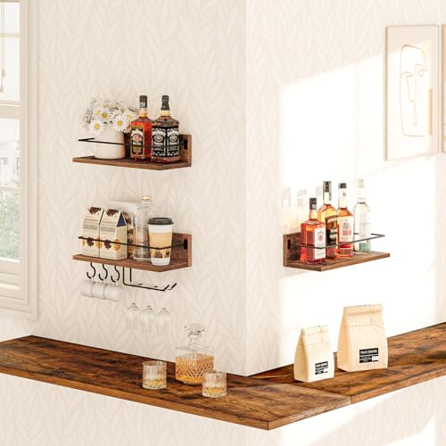 Wall Mounted Wine Rack 3 Pack for Living Room, Dining Room, Kitchen