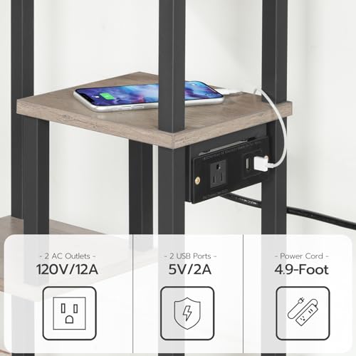 Compact End Table with Charging Station and USB Ports for Small Spaces