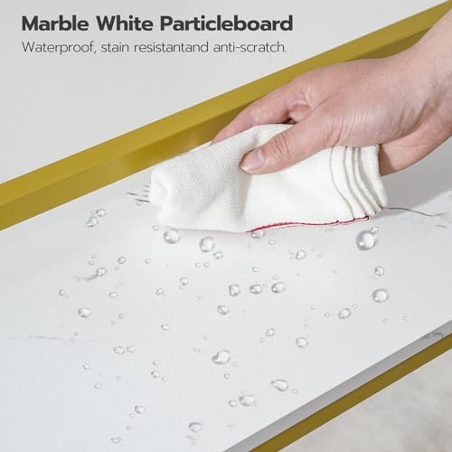 Stylish Marble Narrow Console Table for Foyer and Living Room