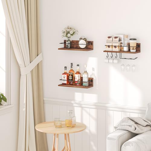 Wall Mounted Wine Rack 3 Pack for Living Room, Dining Room, Kitchen