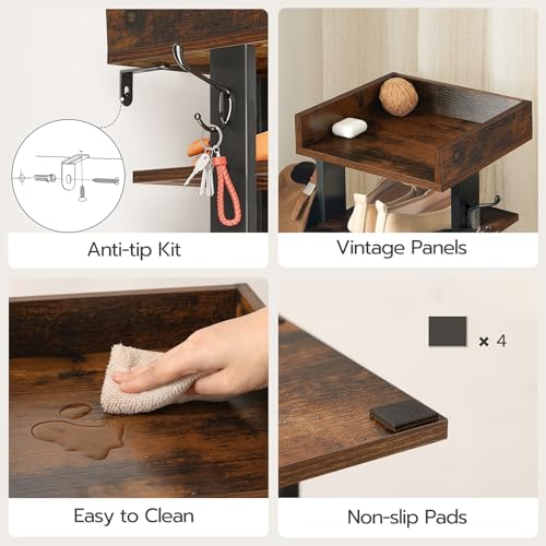 7-Tier Wooden Shoe Organizer for Front Door Entry