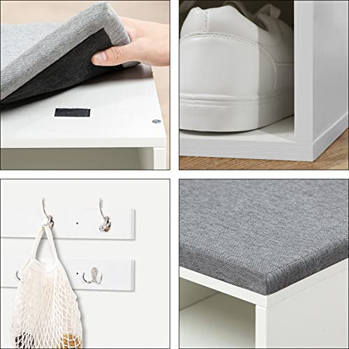 Shoe Storage Bench with Cushion and Coat Rack for Entryway and Bedroom