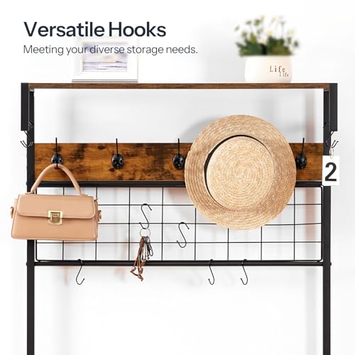 Rustic Coat and Shoe Rack with Bench and Drawers