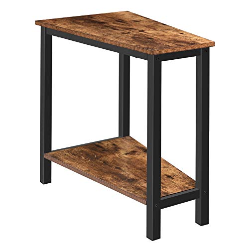 Industrial Rustic Brown Wedge End Table with Storage