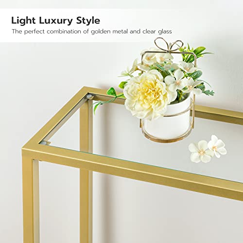 Narrow Modern Gold Console Table for Entryway, Living Room, Bedroom