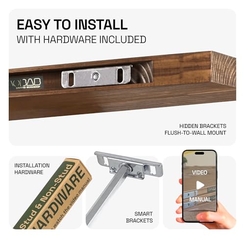 Wood Floating Shelves for Bathroom and Kitchen - Set of 2