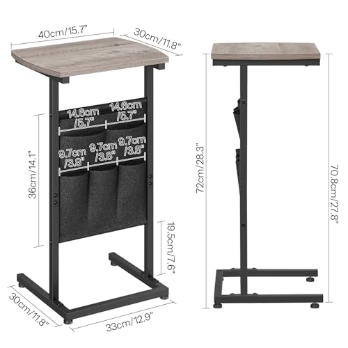 C Shaped Side Table with Storage for Living Room and Bedroom