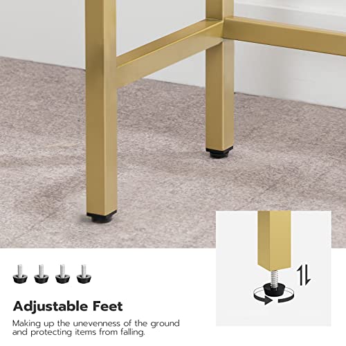 Gold Narrow Glass Console Table for Entryway and Living Areas