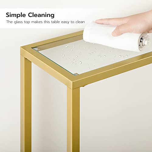 Narrow Modern Gold Console Table for Entryway, Living Room, Bedroom