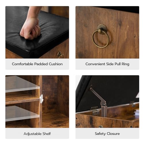 Padded Shoe Bench with Hidden Compartment for Entryway and Living Room