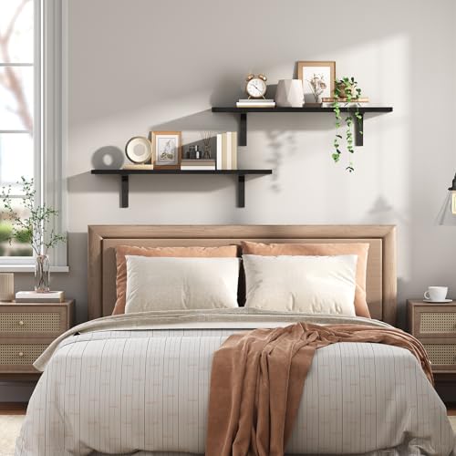 Floating Wall Shelves Set of 2 for Home Decor, Black
