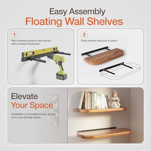 17 Rustic Farmhouse Wooden Wall Shelf for Bedroom and Kitchen - Mounting Hardware Included