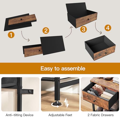 Rustic Brown 4 Tier Metal Shoe Organizer with Drawers