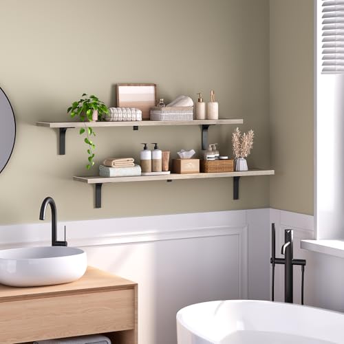 2 Pack Floating Wall Shelves for Living Room, Bedroom, Study and Bathroom