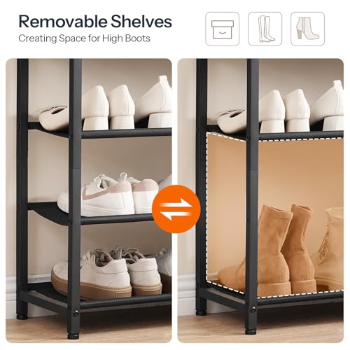 Rustic Brown 5-Tier Shoe Rack with Drawers for 16-20 Pairs
