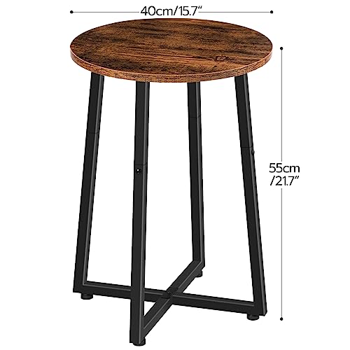 Rustic Brown Side Table for Living Room, Bedroom, Balcony, Office - 15.7 Round Nightstand