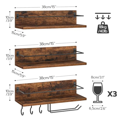 Wall Mounted Wine Rack 3 Pack for Living Room, Dining Room, Kitchen