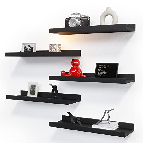 Modern Black Wall Shelves for Home Decor and Storage - Nursery, Bedroom, Living Room, Bathroom