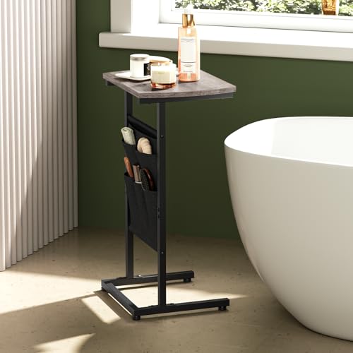 C Shaped Side Table with Storage for Living Room and Bedroom