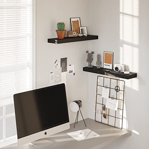 Wall Mounted Floating Shelf Set in Black for Bathroom, Kitchen, and Bedroom Storage