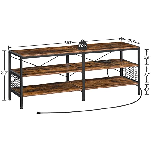 TV Stand with Power Outlets for TVs up to 65 - Industrial Entertainment Center for Living Room, Bedroom