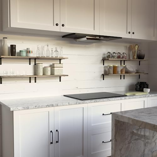 Carbonized Black Rustic Floating Shelf Set of 8