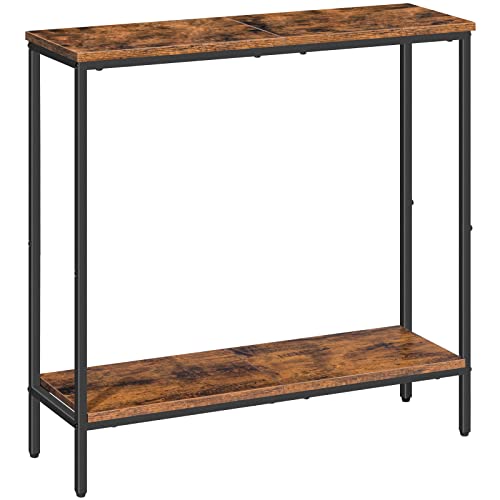 Rustic Brown and Black Console Table for Living Room and Entryway