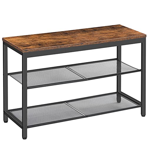 3-Tier Industrial Shoe Rack and Organizer Bench for Entryway or Living Room