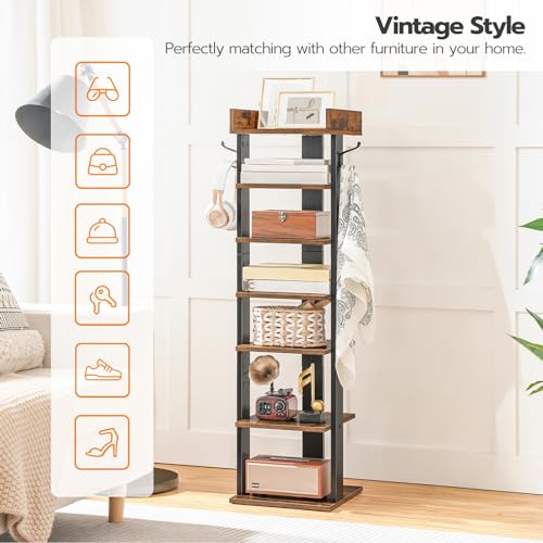 Narrow 7 Tier Wooden Shoe Rack for Front Door Entryway
