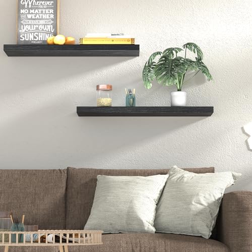 24 Inch Wood Floating Shelves for Bathroom, Bedroom, Living Room, and Kitchen