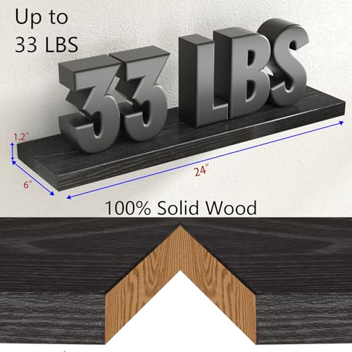 24 Inch Wood Floating Shelves for Bathroom, Bedroom, Living Room, and Kitchen