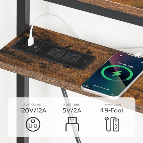 Rustic Brown & Black Narrow Sofa Table with Outlet