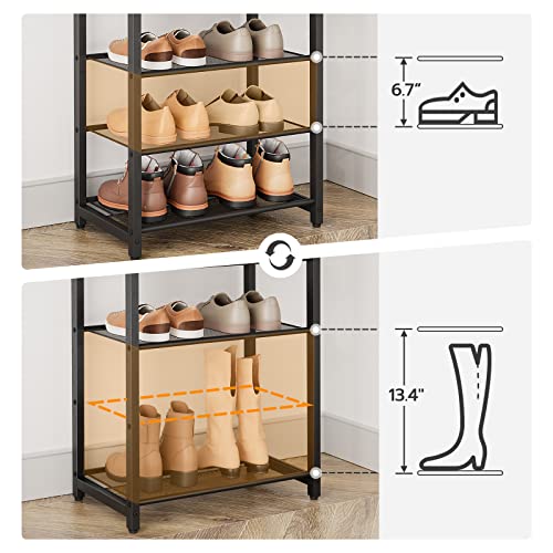 10 Tier Shoe Rack for Entryway, Hallway, Living Room - Rustic Brown