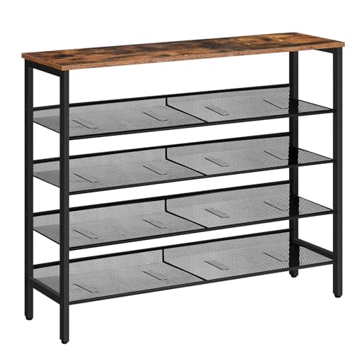 5-Tier Adjustable Shoe Rack - Rustic Brown for Entryway, Hallway & More