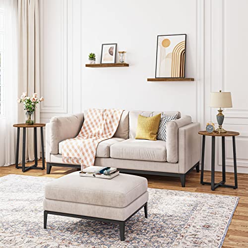 Rustic Brown Side Table for Living Room, Bedroom, Balcony, Office - 15.7 Round Nightstand