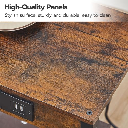 Set of 2 End Tables with USB Ports and Outlet for Living Room and Bedroom