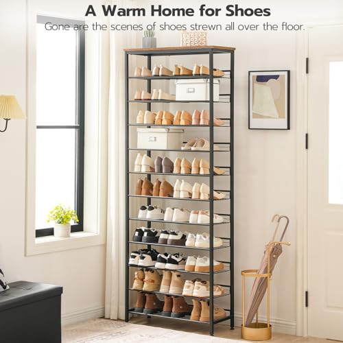 12-Tier Shoe Rack for 35-45 Pairs of Shoes, Standing Shoe Shelf for Entryway or Closet