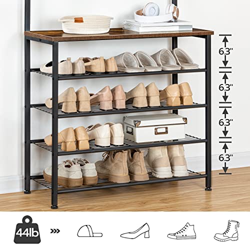 Hall Tree and Shoe Rack with Bench for Entryway or Closet