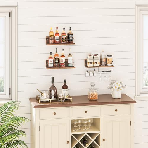 Wall Mounted Wine Rack 3 Pack for Living Room, Dining Room, Kitchen