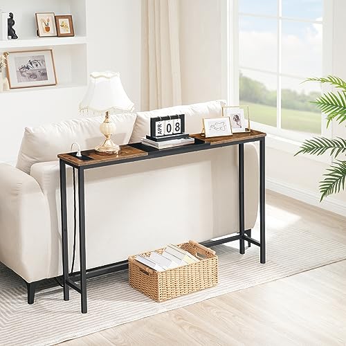 Slim Console Table with Power Outlets for Living Room or Entryway